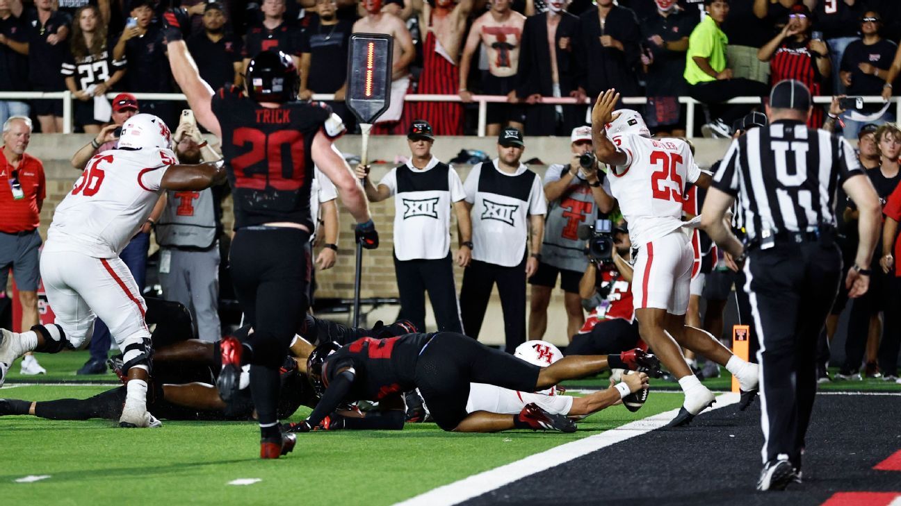 Replay review confirms goal-line stop as Texas Tech tops Houston – ESPN